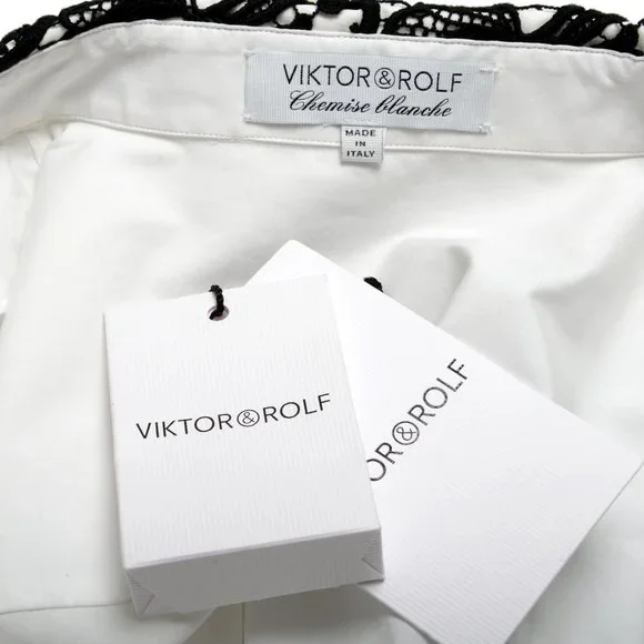 Viktor & Rolf Women's White Embellished Long Sleeve Blouse Top US L IT 44